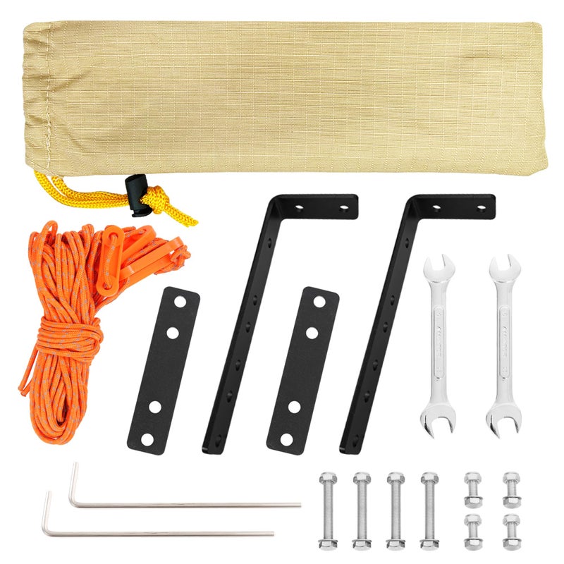 ALL-TOP Vehicle Awning Mounting Hardware  Universal Stainless L-Shape Bracket Installation Kit for Awning DIY & Replacement  with Reflective Camping Ropes - Image 1